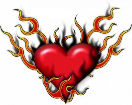Love Heart Flaming Free Tat